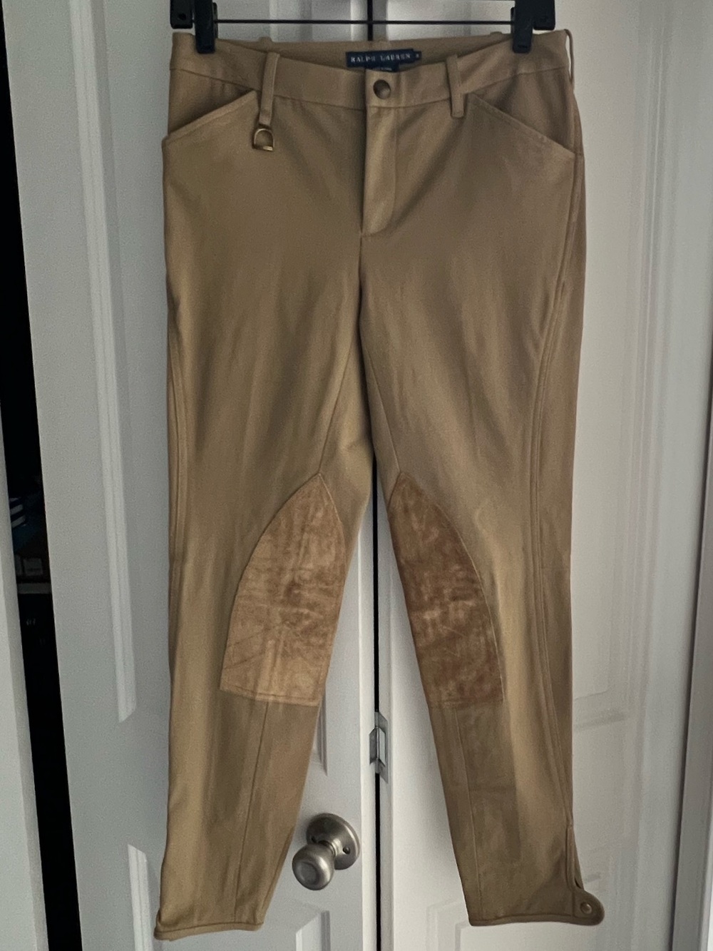 Ralph Lauren Women’s  Khaki Riding Chinos with Suede Knee Patches Size 4